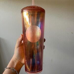 Pink metallic Starbucks cup